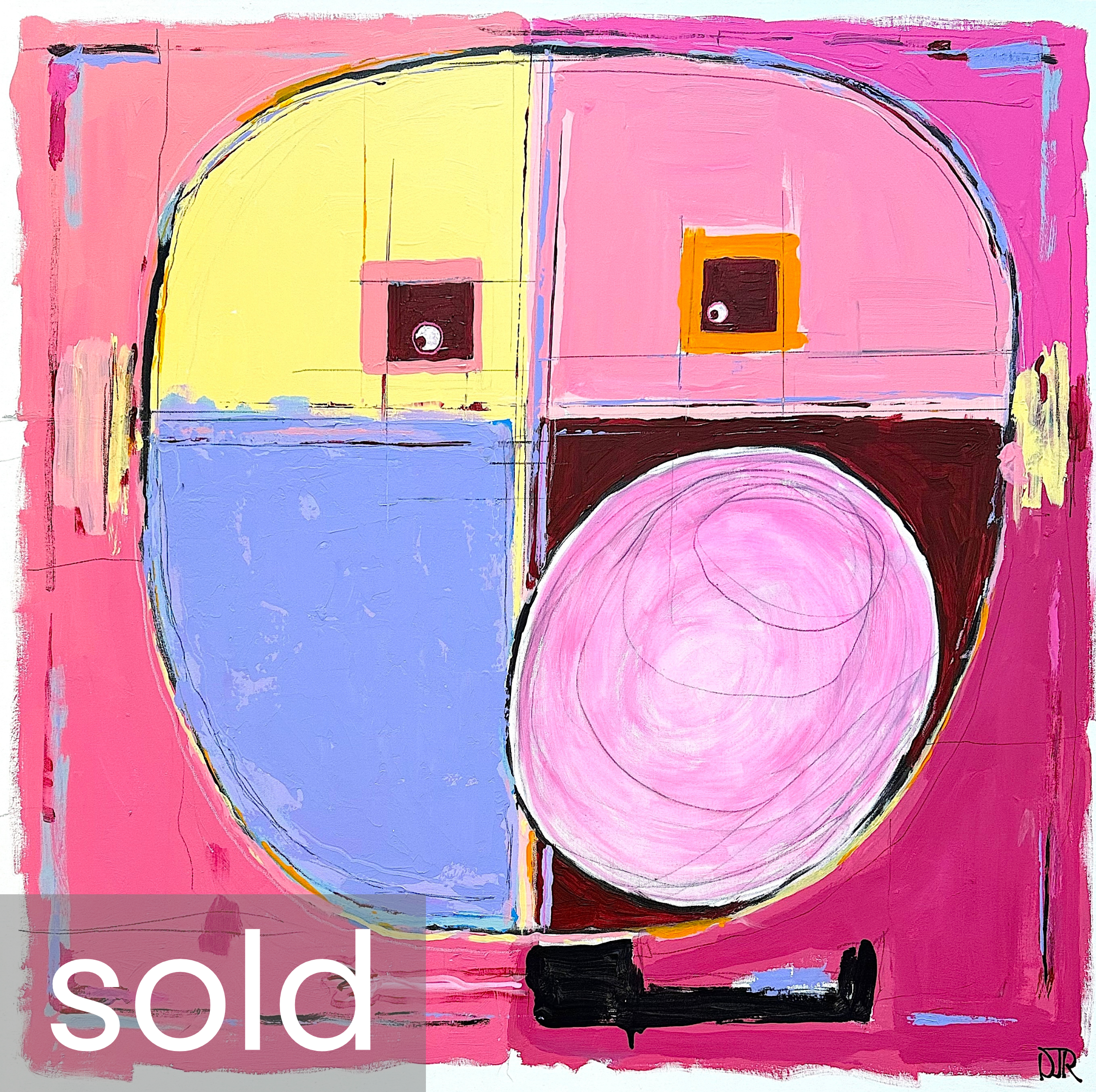 SOLD - 'I chews you' / 40" x 40 x 1.5" / Acrylic and Pencil on Canvas