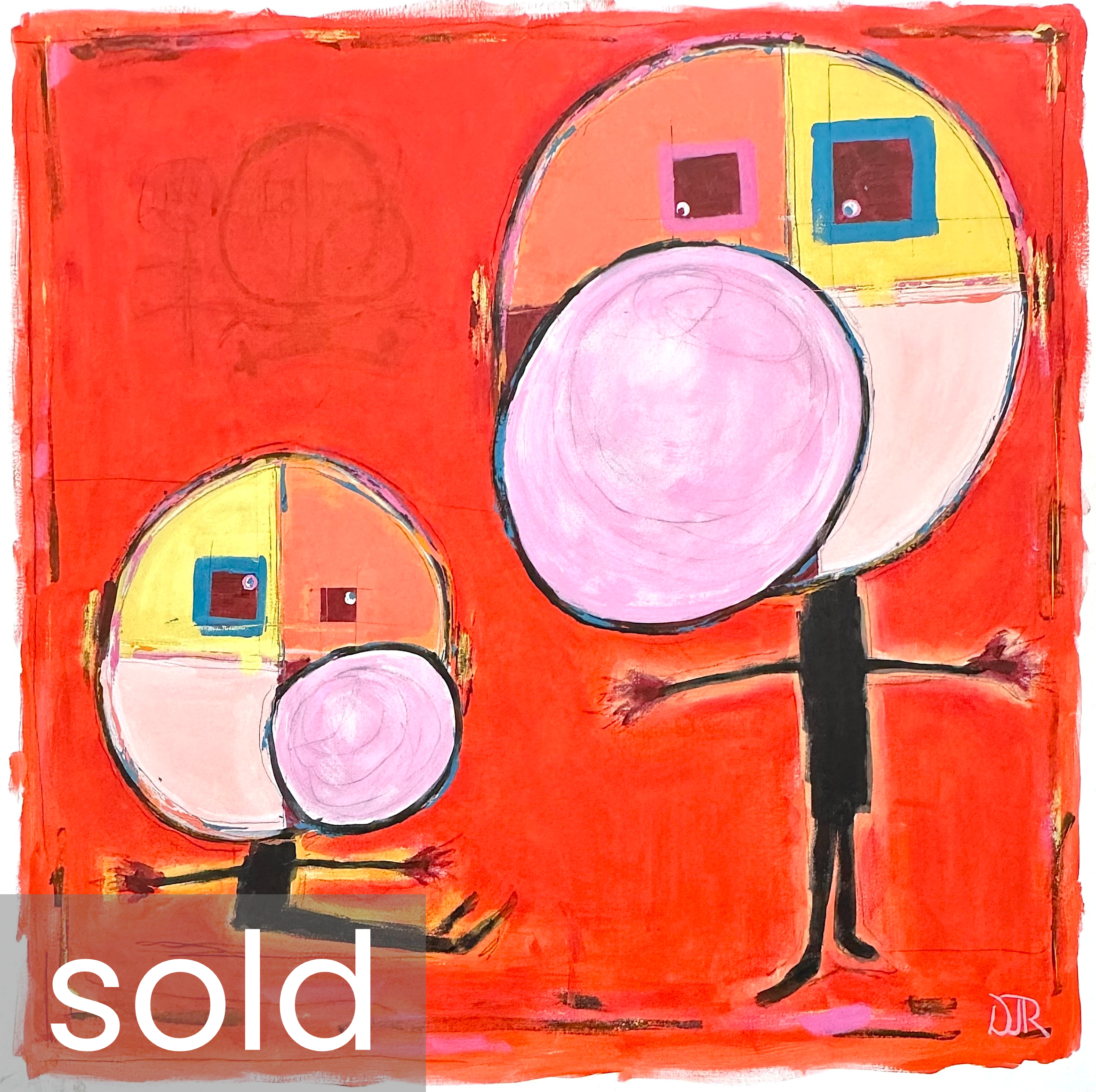 SOLD - 'blowin' bubbles' / 40" x 40" x 1.5" / Acrylic and Pencil on Canvas