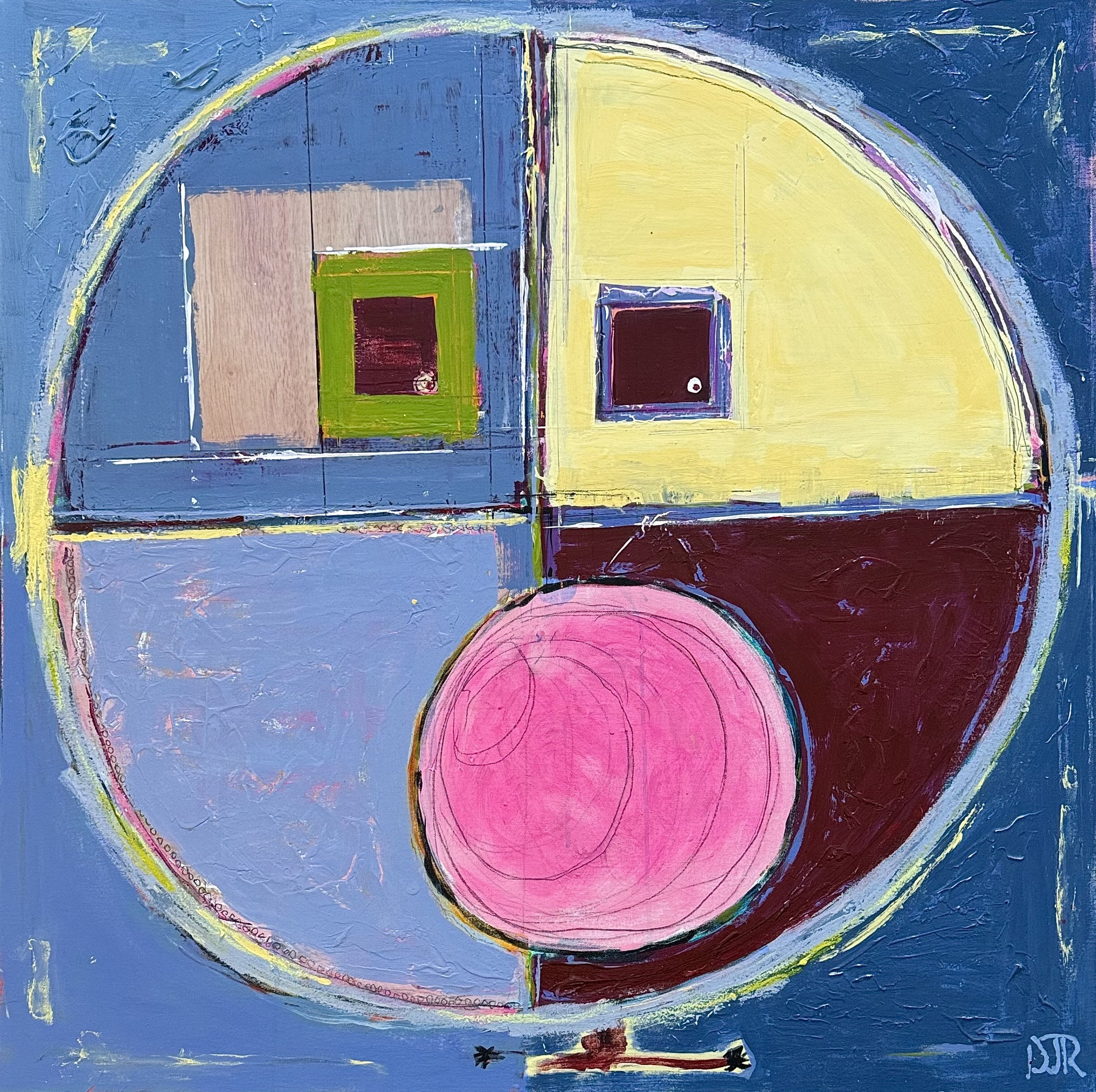'chewy' / 36" x 36" x 1.5" / Acrylic, Collage and Pencil on Canvas