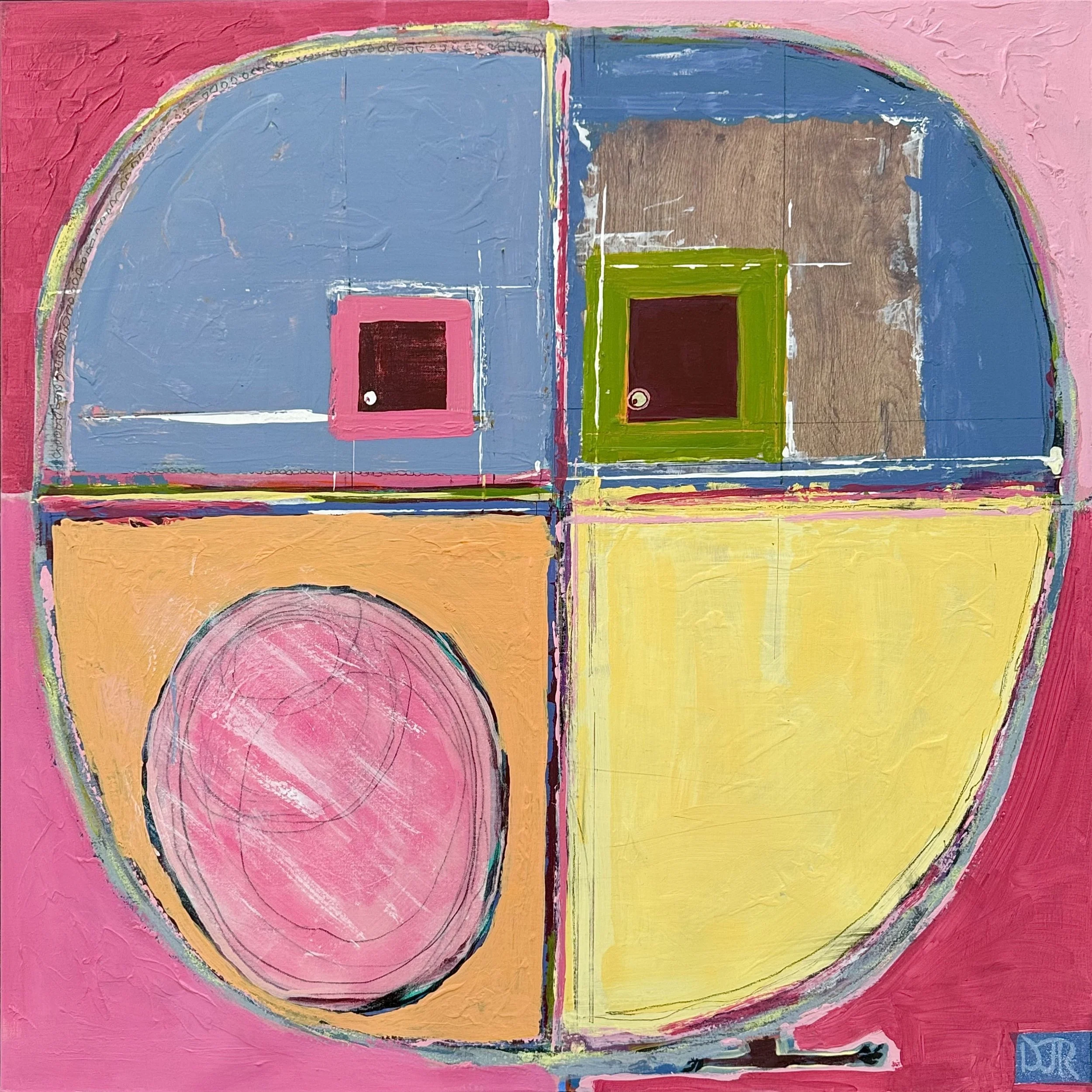 'bubbles' / 36" x 36" x 1.5" / Acrylic, collage and Pastel on Canvas