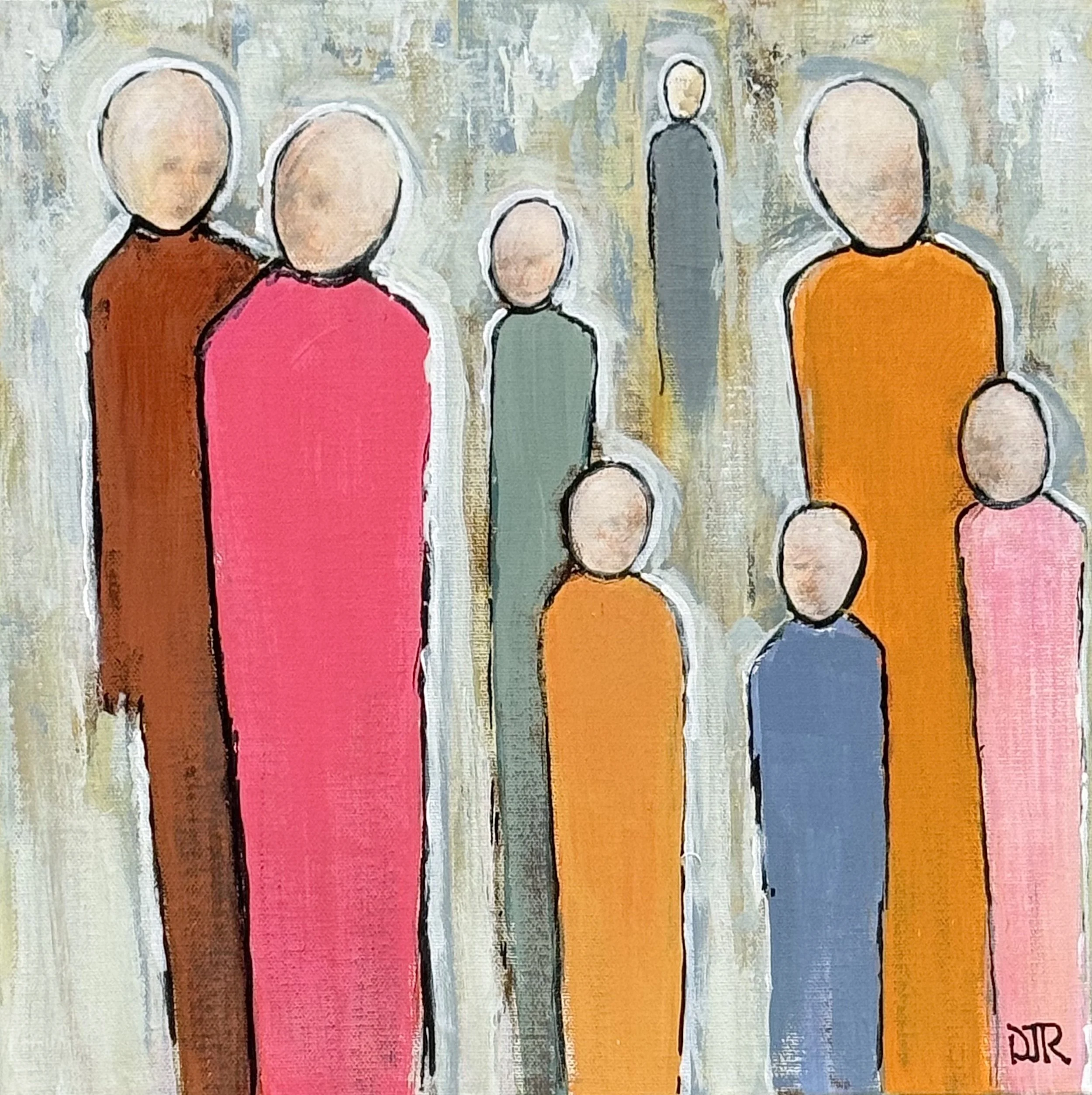  'harmony in diversity’ / 12” x 12” x 1.5” / Acrylic and Pencil on Canvas 