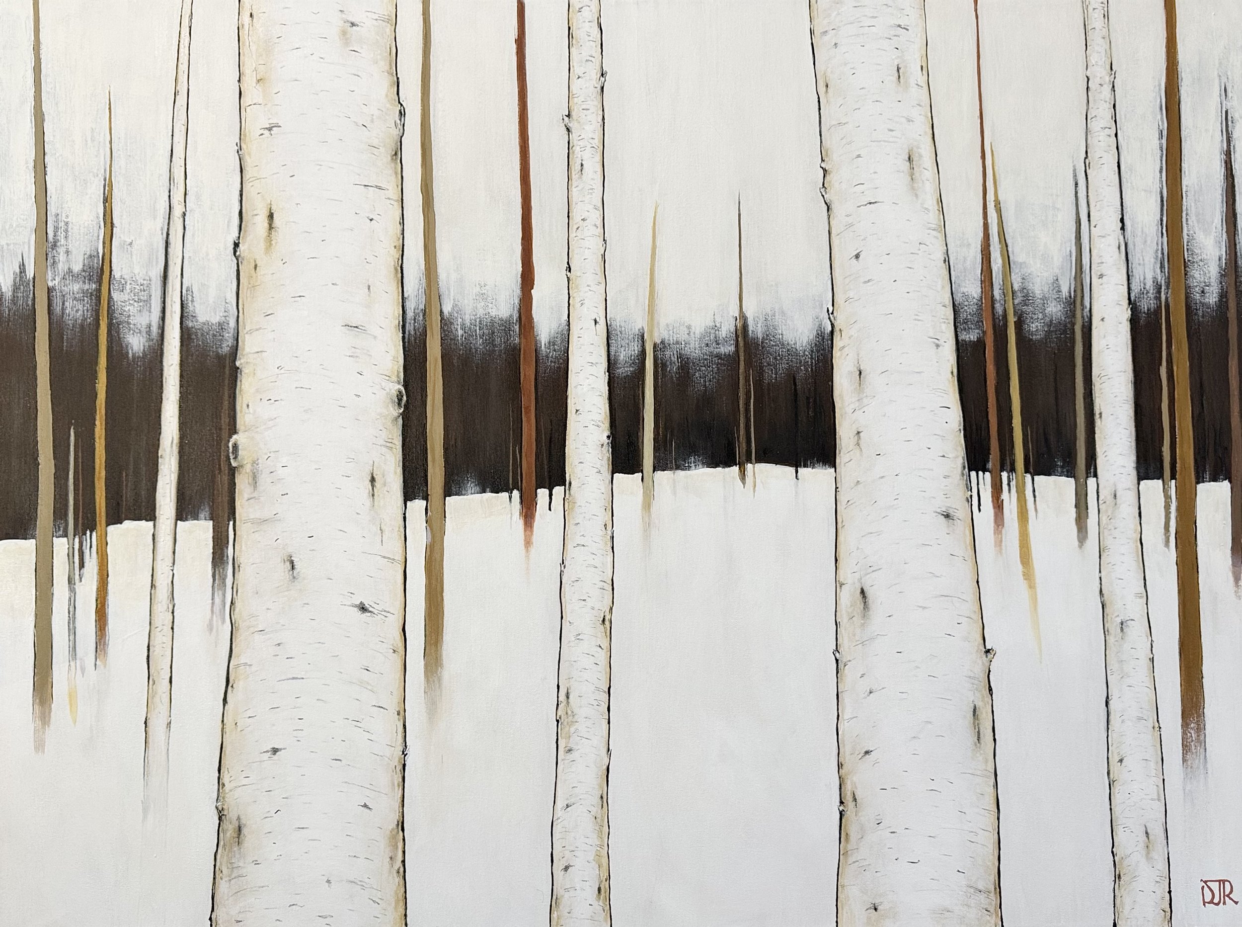 'winter birch beyond zero' / Blue Crow Gallery / 36" x 48" x 1.5" / Acrylic and Conté pencil on Canvas