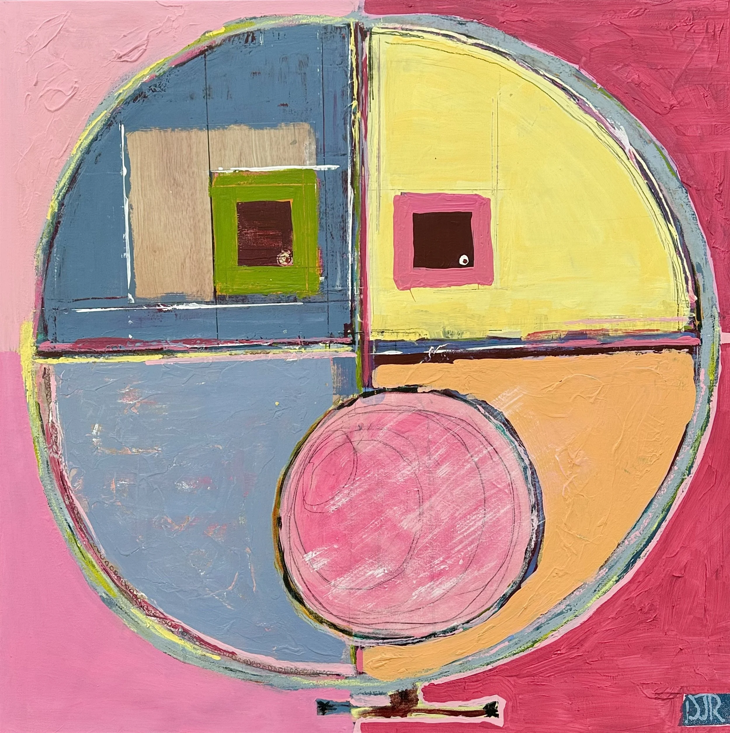 'chewy' / 36" x 36" x 1.5" / Acrylic, Collage and Pencil on Canvas