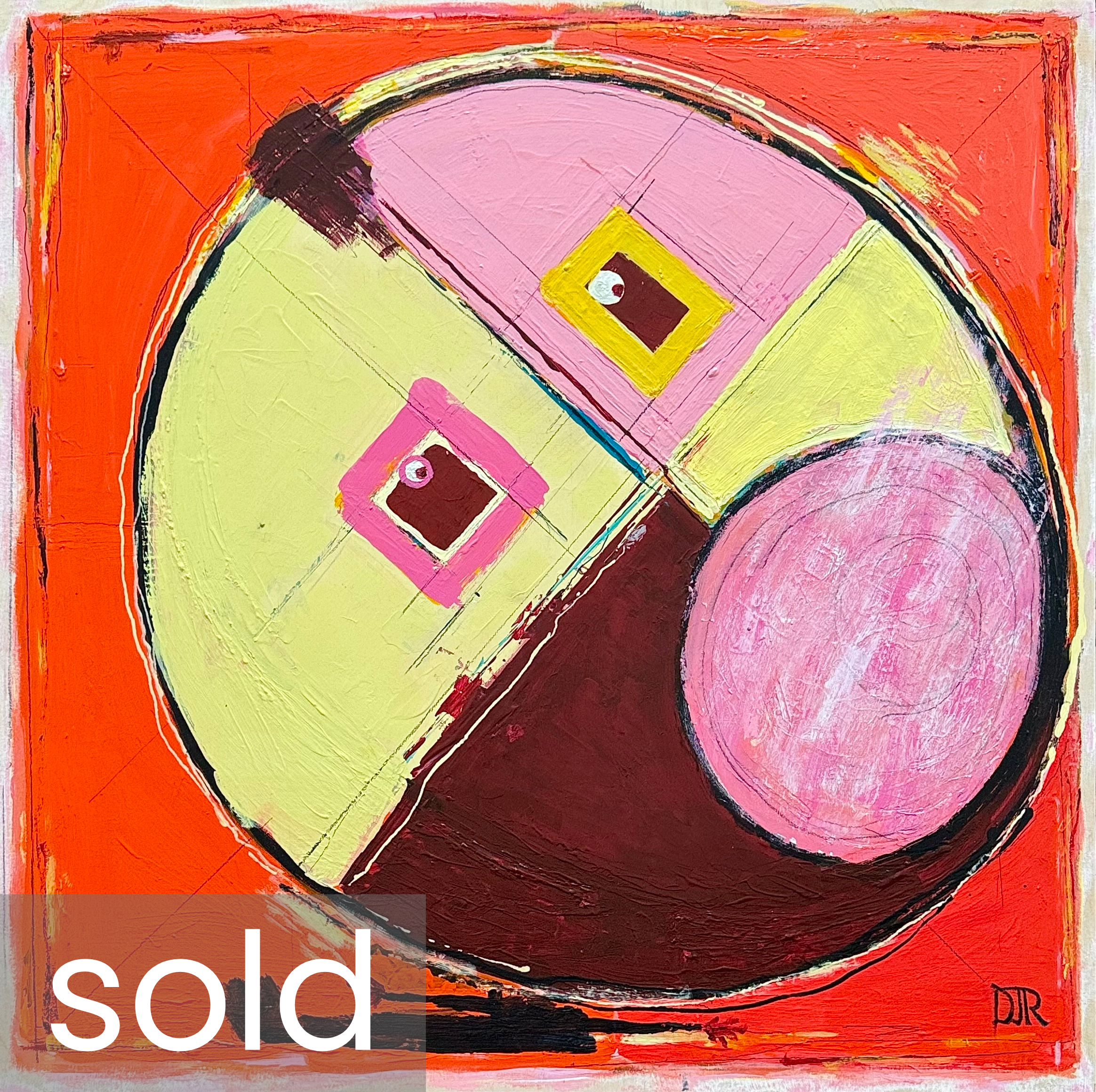 SOLD - 'bazooka joe' / 30" x 30" x 1.5" / Acrylic, Collage and Pencil on Canvas