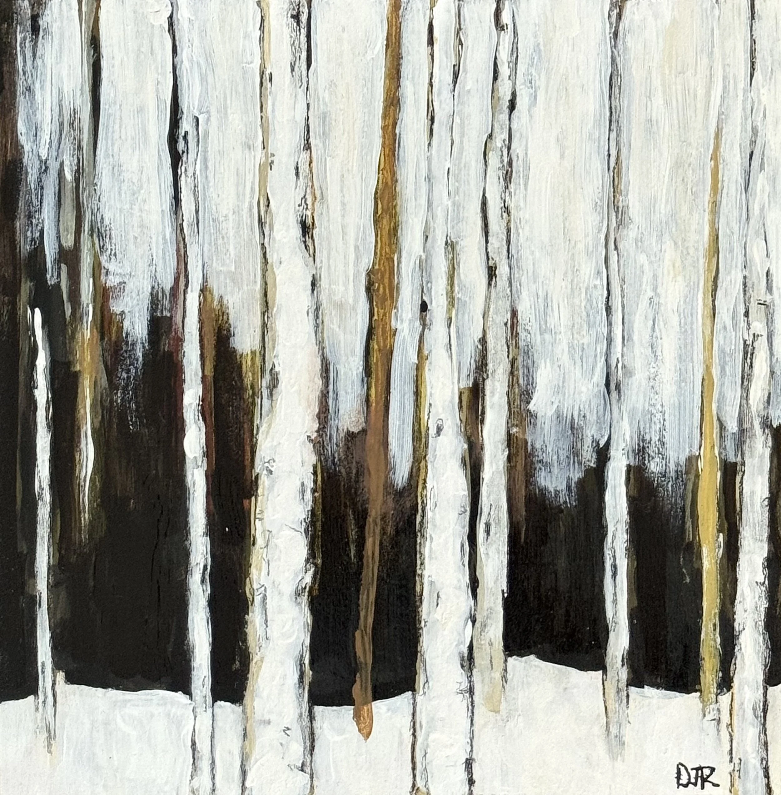 'winter birch hush' / Crown & Press Gallery / 12" x 12" x 1.5" / Acrylic and Conté pencil on Canvas 