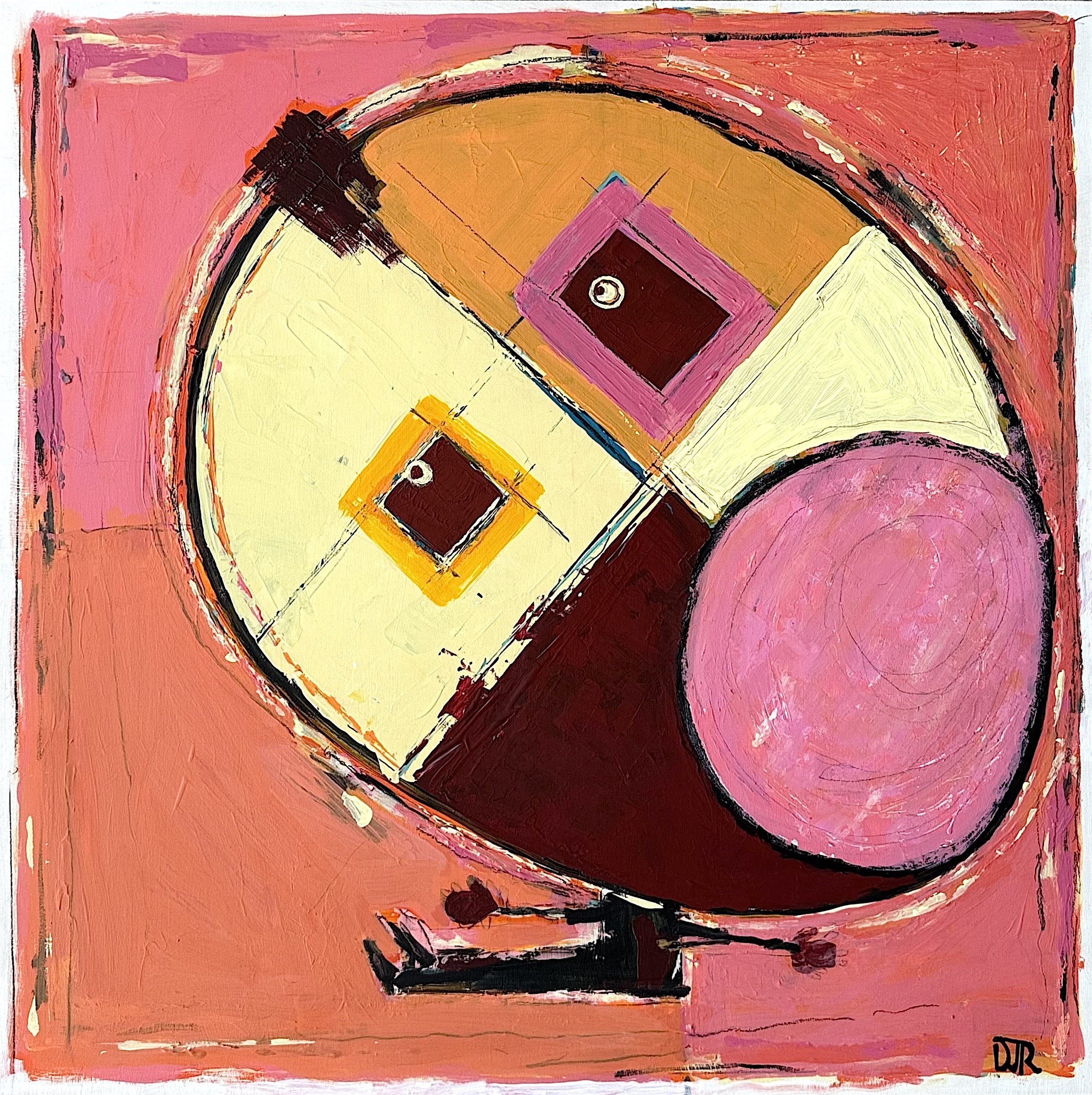 'bazooka joe' / 30" x 30" x 1.5" / Acrylic, Collage and Pencil on Canvas