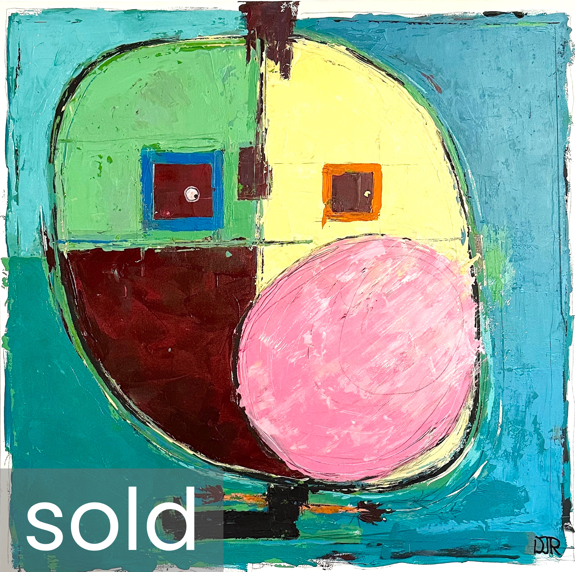 SOLD - 'bazooka' / 40" x 40 x 1.5" / Acrylic and Conte Pencil on Canvas