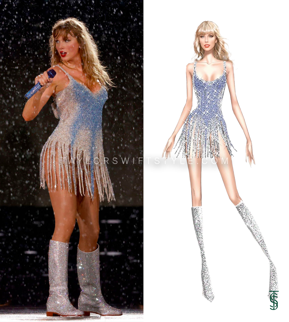 blue fearless dress eras tour New Fearless Dress for the Eras Tour in Miami : r/TaylorSwift