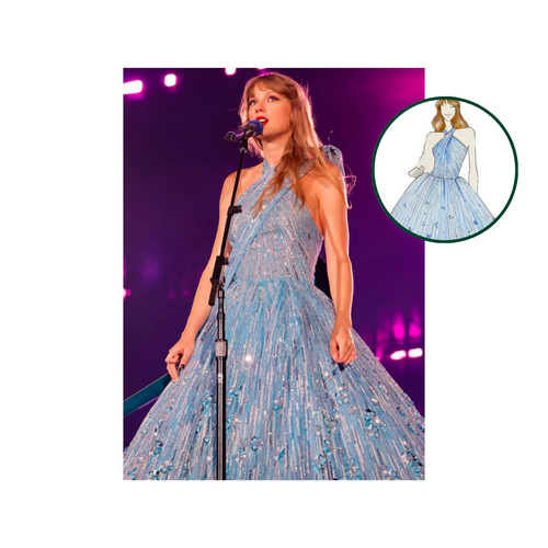 blue speak now dress eras tour Pink Enchanted Ball Gown Tulle Eras Dress, By the Eras Outfit Sticker