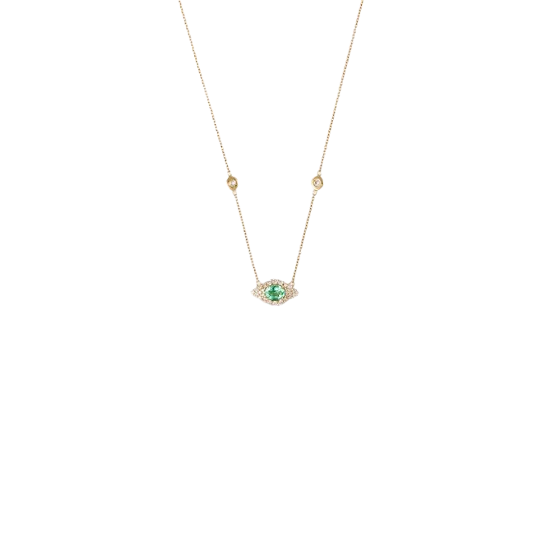 Emerald Oval Center Eye Diamond Necklace, $5,790