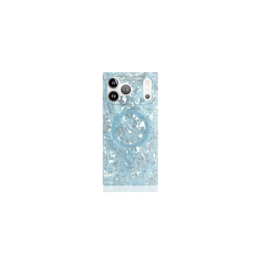 Square Icy Blue Pearl Case, $69