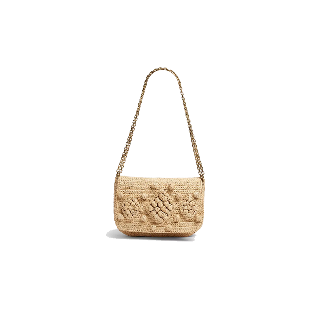 Archie Raffia Chain Strap Shoulder Bag, $375