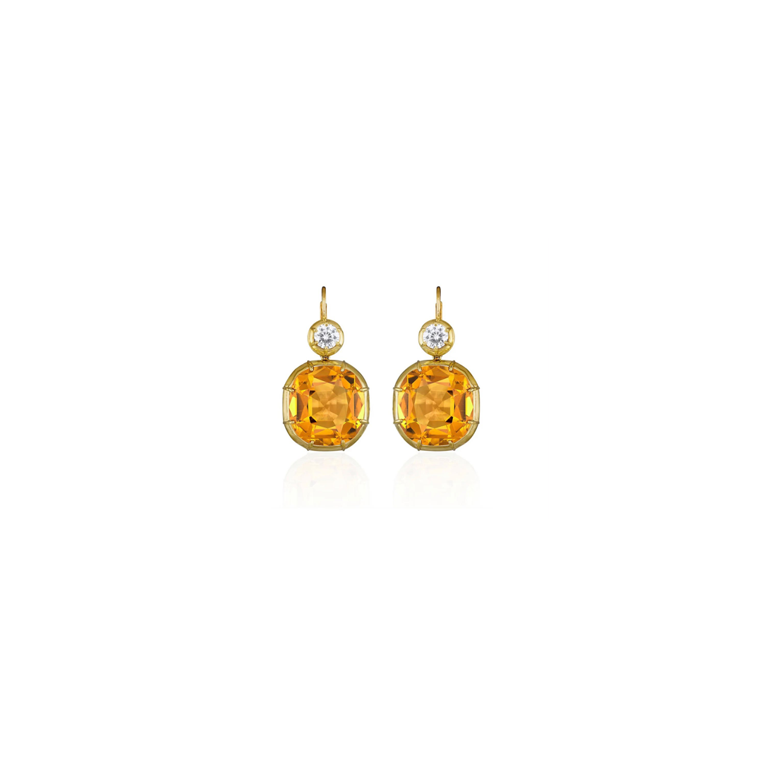 Imperial Citrine Diamond Drop Earrings, $19,000