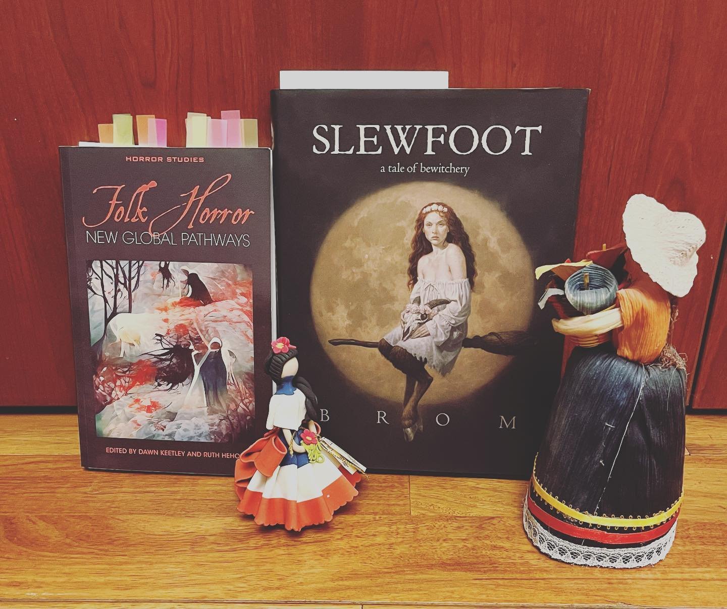 Can you believe I just watched Wicker Man for the first time? It became an instant favorite!

On the left is the Folk Horror book in the Horror Studies series. An invaluable academic source for horror literary analysis. 

On the right is Slewfoot! I&