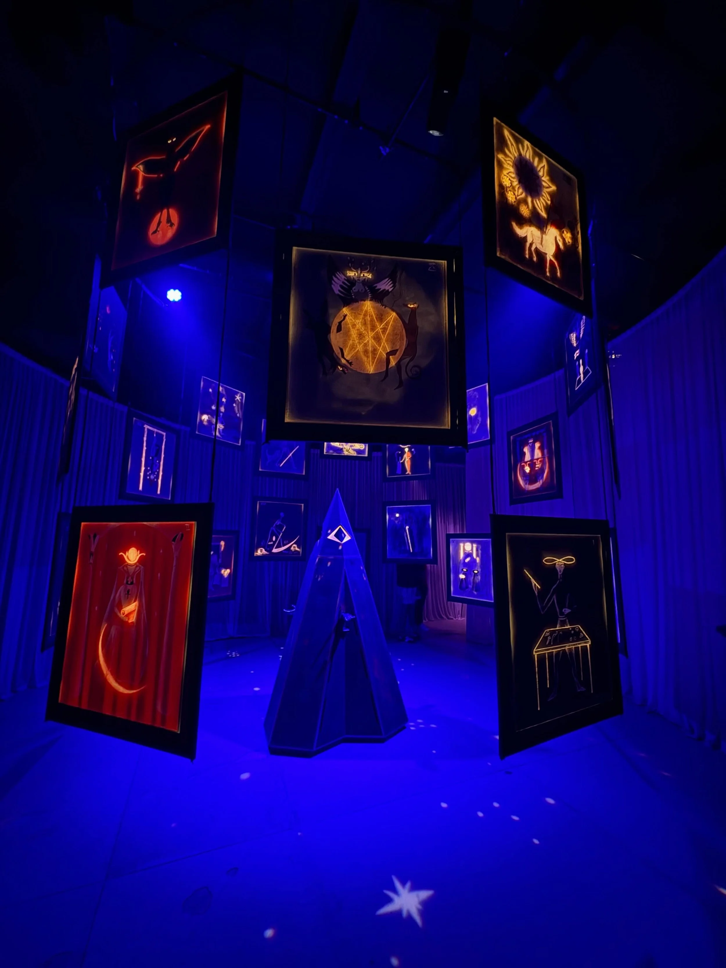 I really love what they did with Leonora Carrington&rsquo;s work in this mystical labyrinth. The first thing they do upon entering is hand you over a guide with profound questions, for you to be in conversation with the art.

The floating tarot deck 