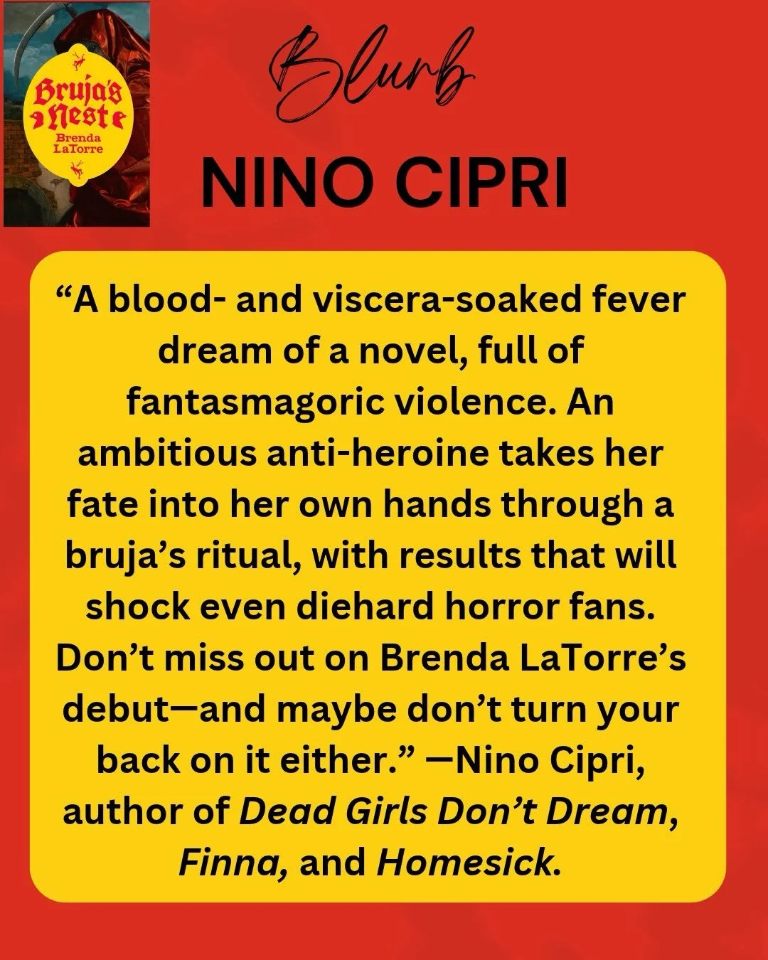Thank you for taking the time to read my book and write this gorgeous blurb @nino_maraschino and for coming to @creaturepublishing event held at @qedastoria. I had the best time getting to finally meet in person!!! 

Nino you are a fantastic teacher,