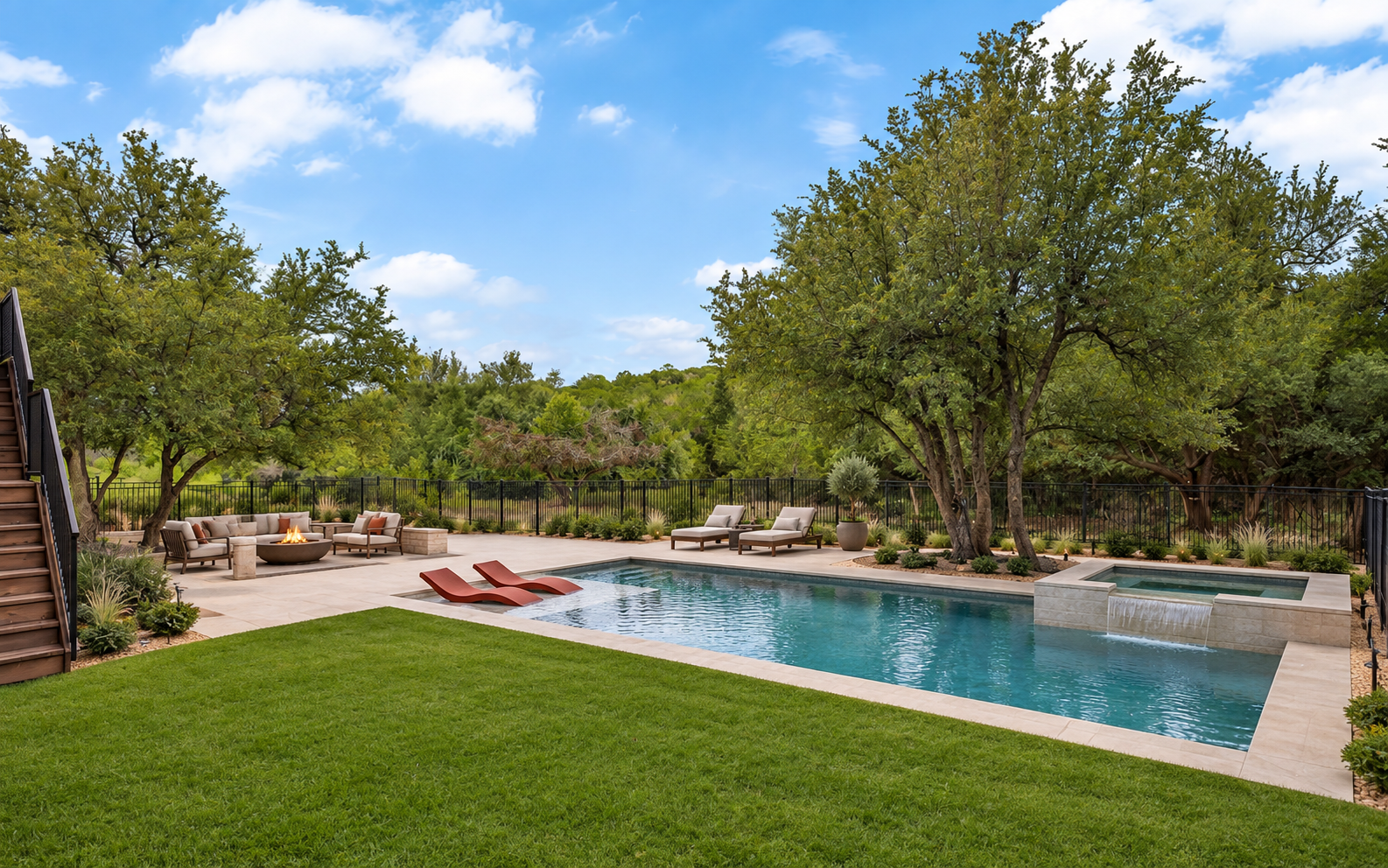 Conceptual pool and spa vision for the backyard at 328 Ringtail Stream Drive