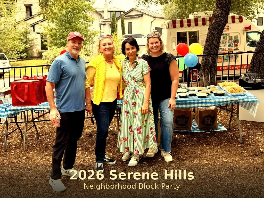 Serene Hills neighbors gathering at the 2026 HOA Block Party in Bee Cave TX