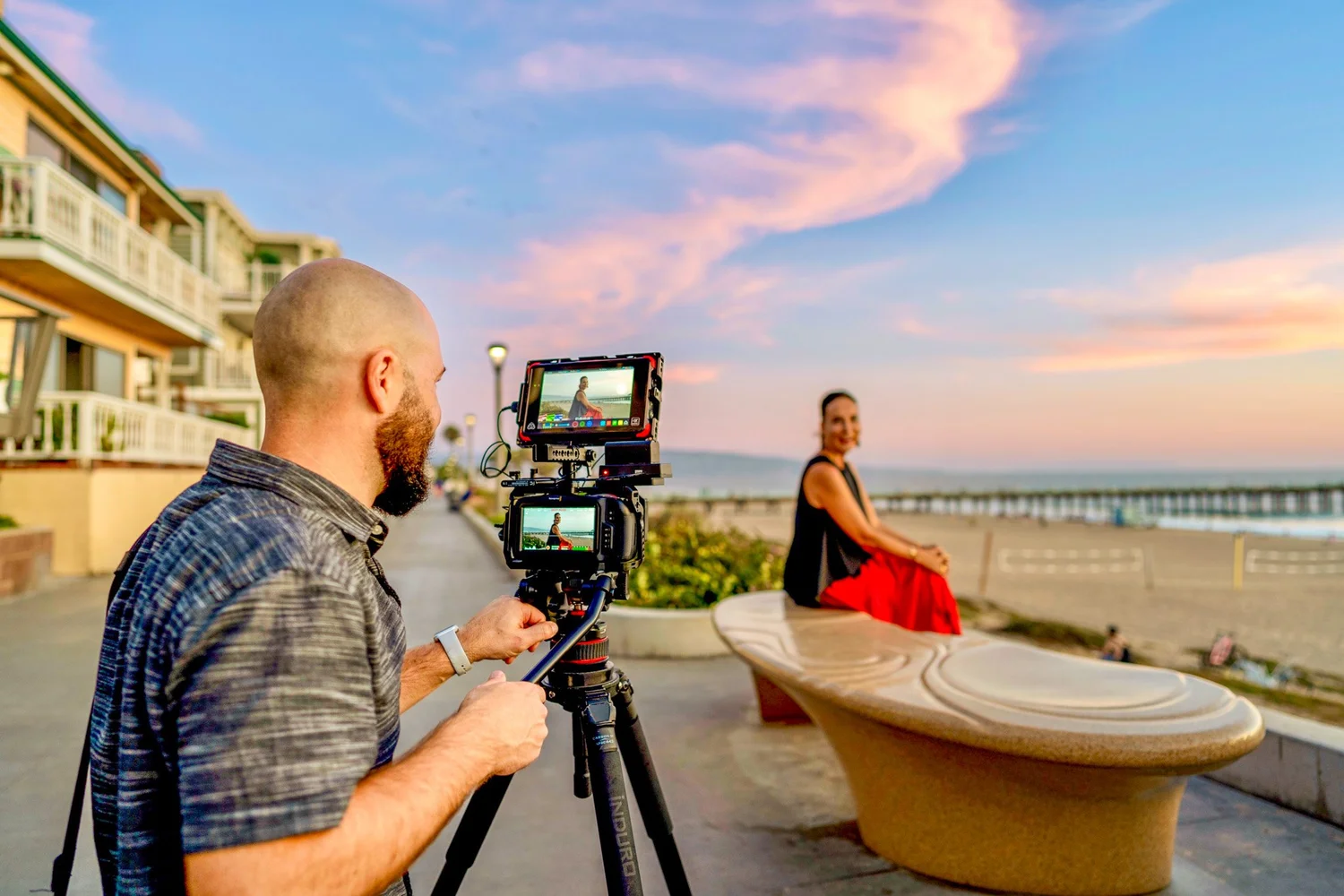 Diana Roberts on location with a professional real estate photographer