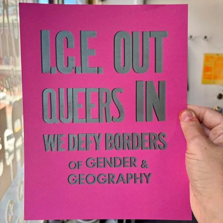 ICE OUT / QUEERS IN - letterpress print