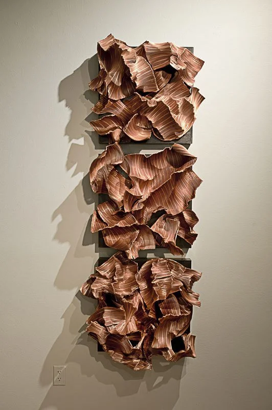 Ripples in Copper I Installation, 2016 – 7.5' x 2.5' x 1' overall – Aluminum, wood & paint