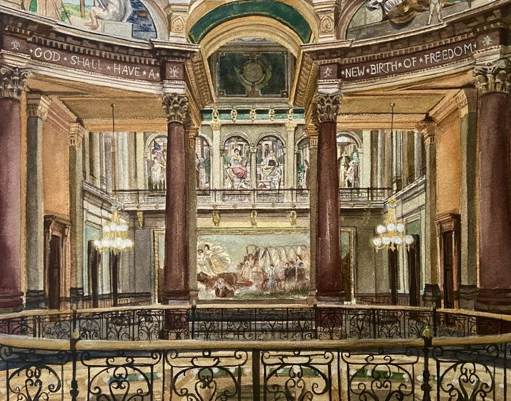 Iowa Capitol Rotunda, 11x14, Watercolor, 2026