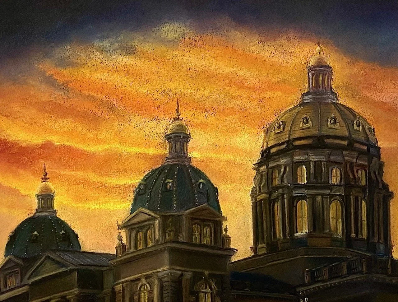 Three Domes, 11x14, Soft Pastel, 2025