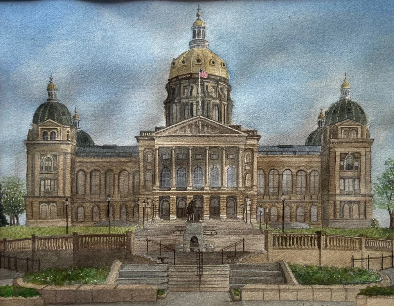 Iowa Capitol, 11x14, Watercolor, 2025