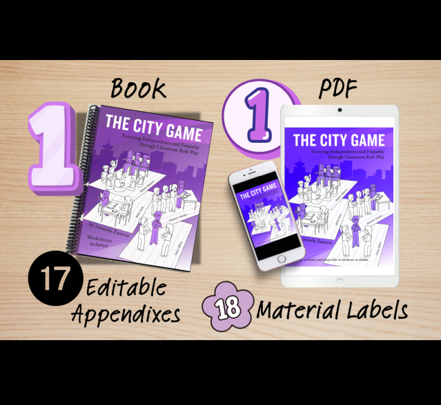 The City Game Bundle ~ Book, PDF, Editable Appendixes & Labels