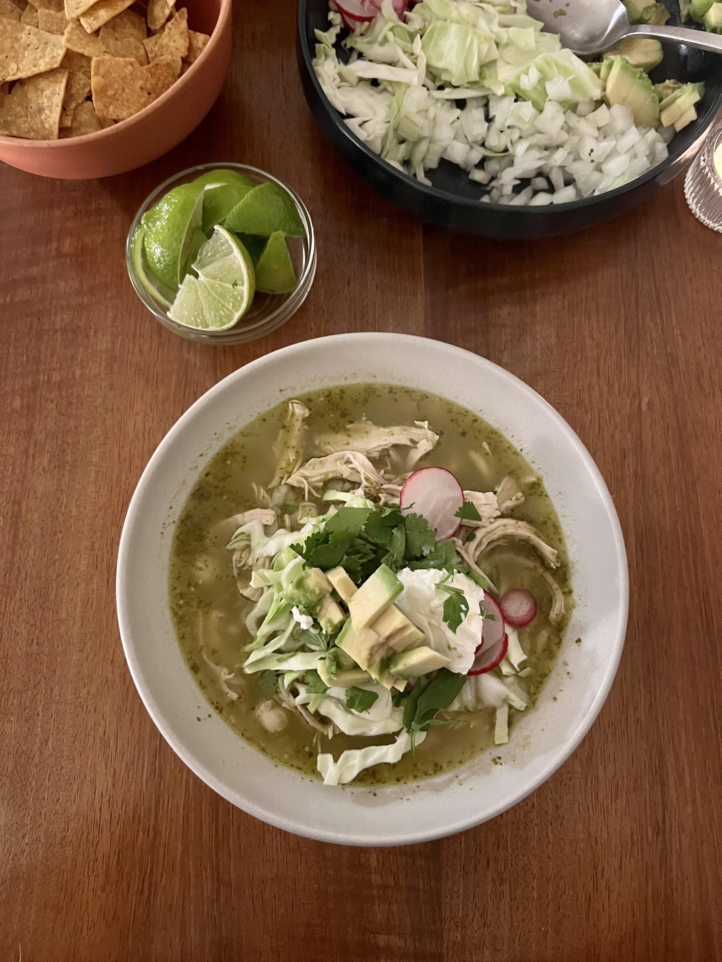 Chicken Pozole with Toppings