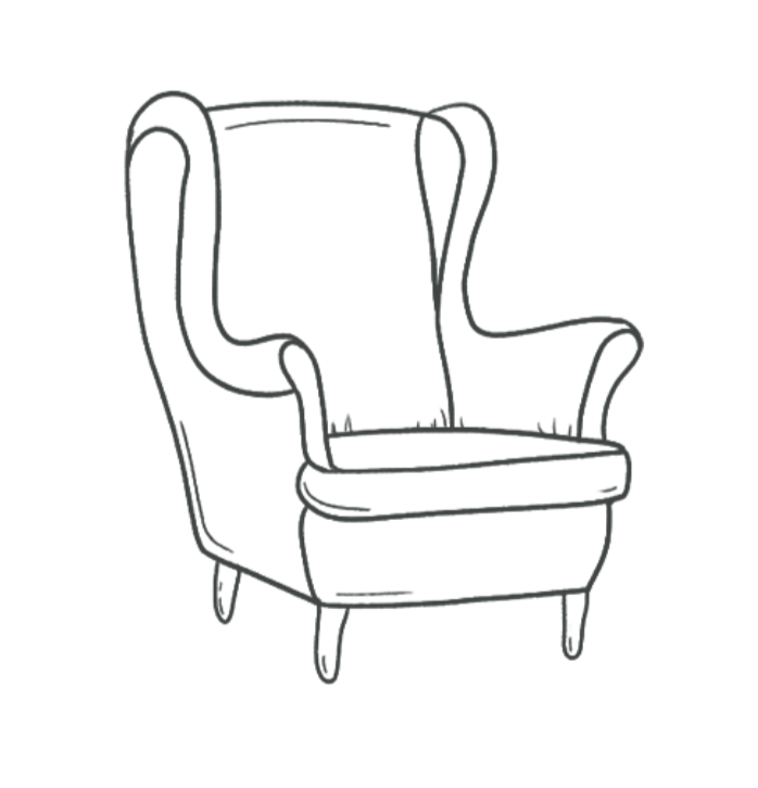 Illustration of a wingback chair