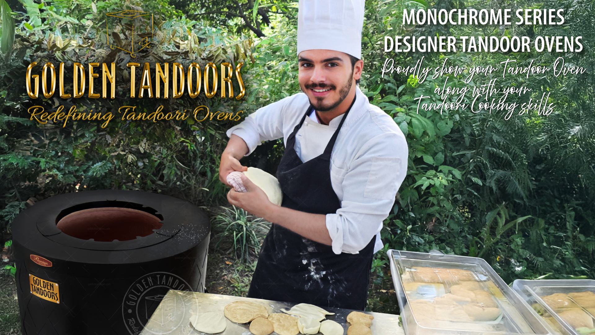 chef using tandoor in backyard catering