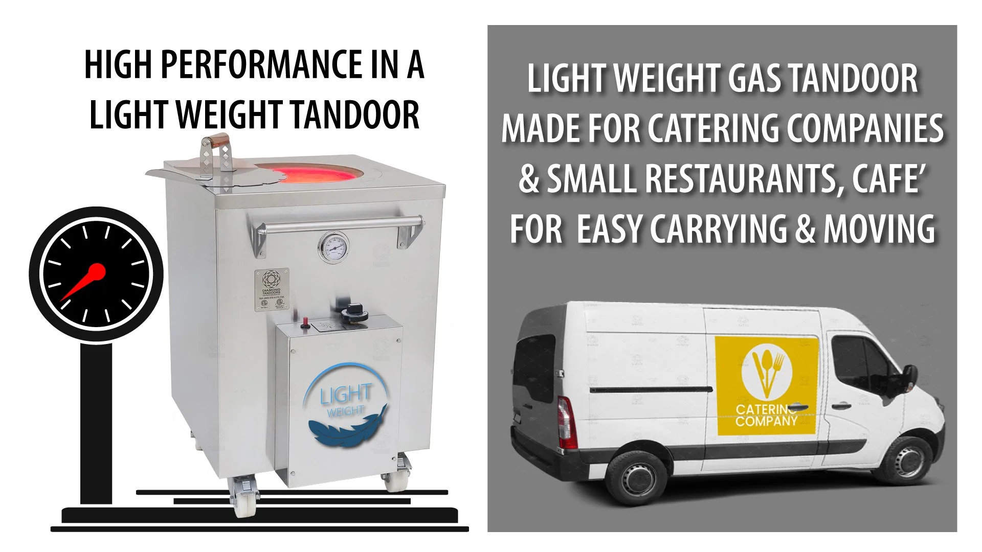 Light weight catering gas tandoor