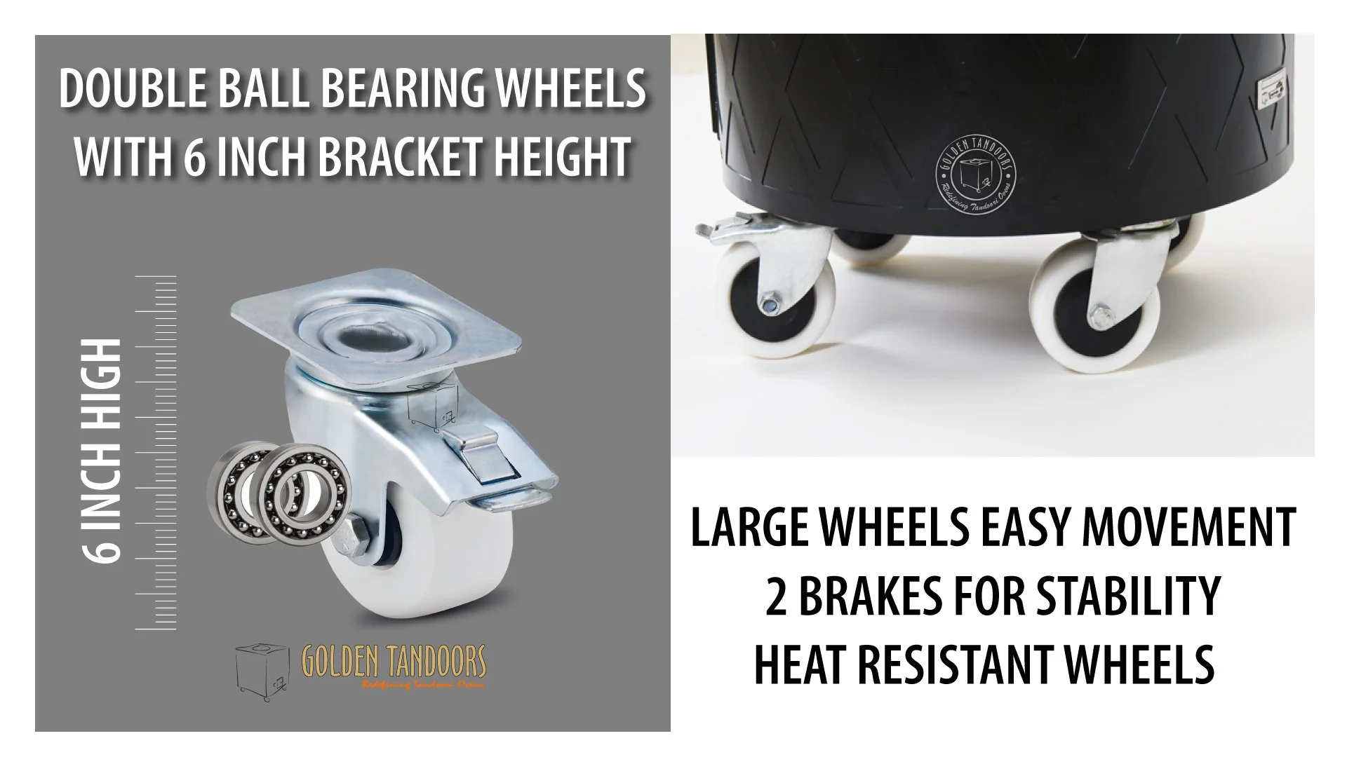 tandoor wheels with brake for backyard and outdoor catering