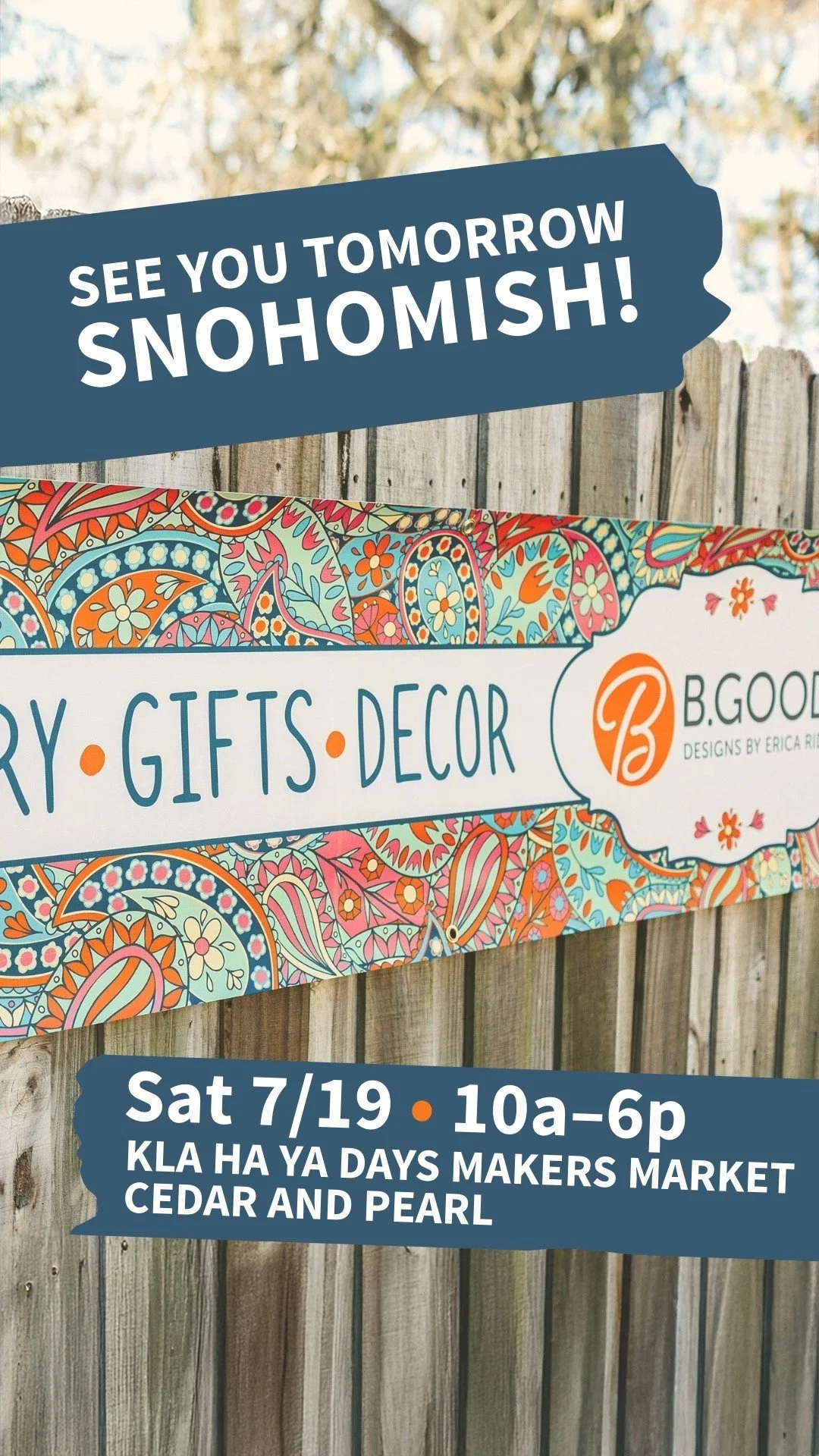 🤗 The Kla Ha Ya Days Makers Market is tomorrow!!! Stop by and say hi if you're attending Kla Ha Ya Days! The B.Goods booth will be on Cedar, across from the beer garden. 10a - 6p at Cedar and Pearl. This will be my first time back at Kla Ha Ya Days