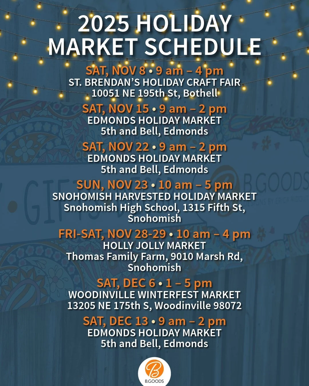 👋 I took a break for a bit, but am back to share the 2025 B.Goods Holiday Market calendar. 

It&rsquo;s been a tough year for lots of us small business owners, artisans, and makers, so shopping small and shopping local is more important than ever! I