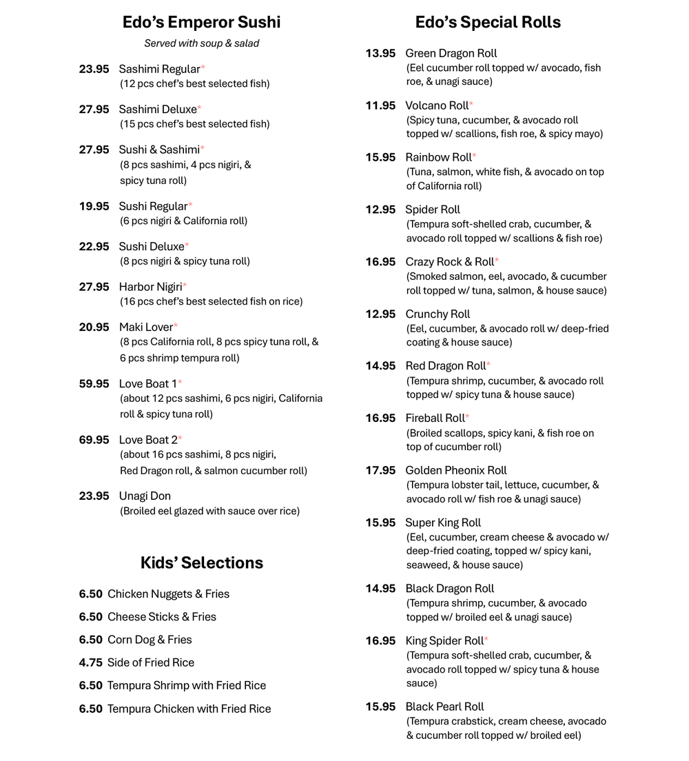 Menu — Edo Grill & Sushi