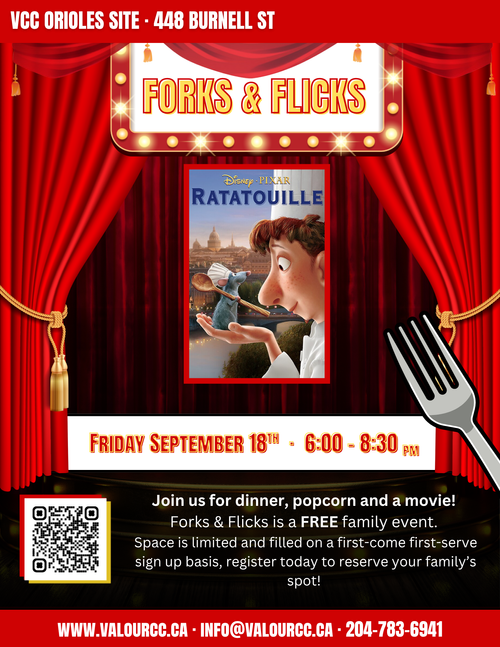 Forks and Flicks family movie night featuring Ratatouille