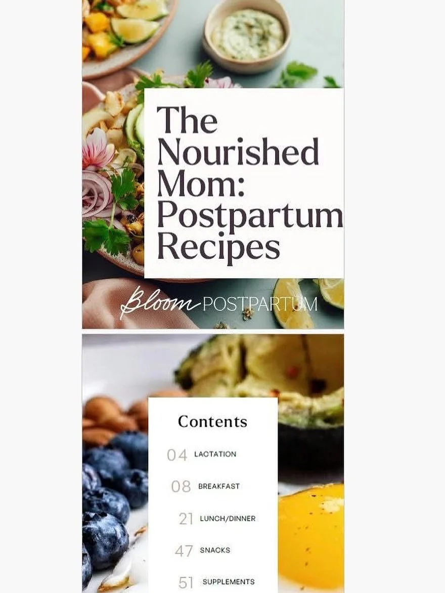So excited about this collaboration with @sarahlynn_nutrition to create a recipe book that is packed full of recipes to support postpartum moms. Be on the look out for this in the Bloom Postpartum Course that is coming soon.