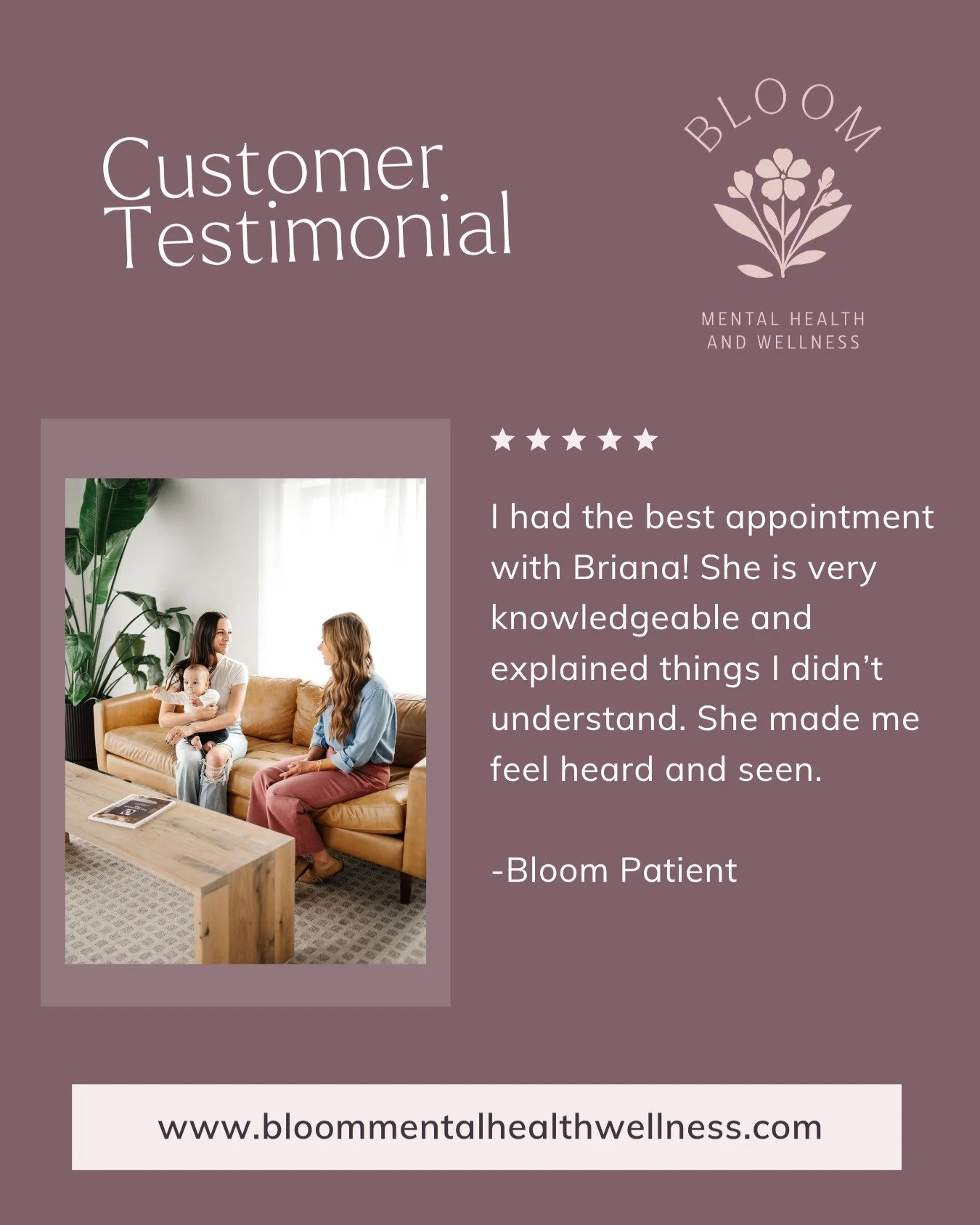 Reading these never gets old.

Creating a space where you feel seen, heard, and supported is always the goal.

If you&rsquo;ve been thinking about starting your mental health journey, this is your sign. 

www.bloommentalhealthwellness.com

#siouxfall