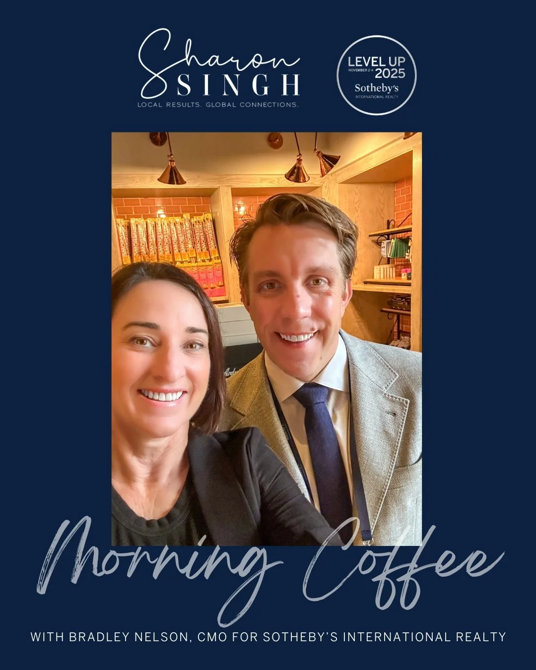One of my favorite parts of Level Up? The unexpected conversations. Like running into @abradleynelson, our @sothebysrealty  CMO, at the coffee shop and walking away with a fresh perspective. These private networking events remind me how powerful our 