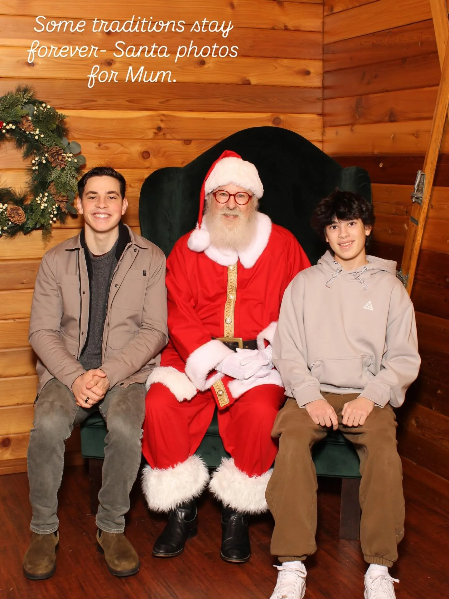 Huge thanks to my beautiful sons who still to say yes to this annual Santa photo tradition- especially requested by me! 🎄&hearts;️

#santa #tradition #santaphoto