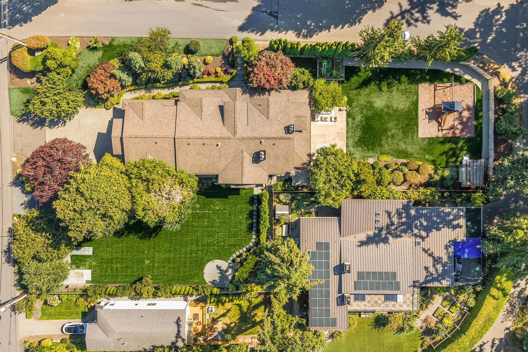 Aerial of both properties
