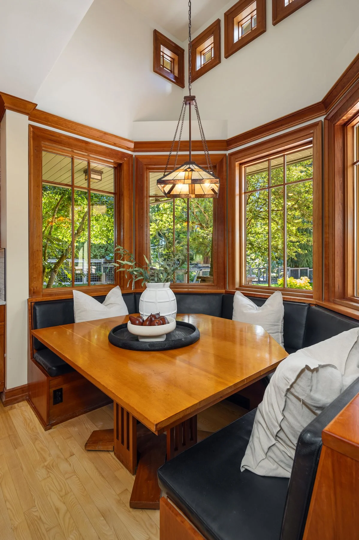 Kitchen nook overlooks the gardens