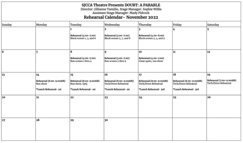 Rehearsal Calendar
