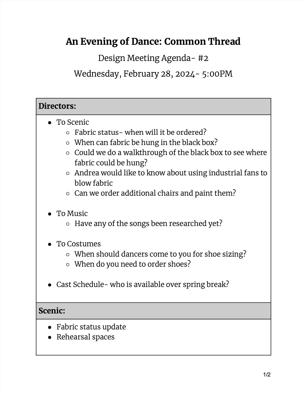 Meeting Agenda