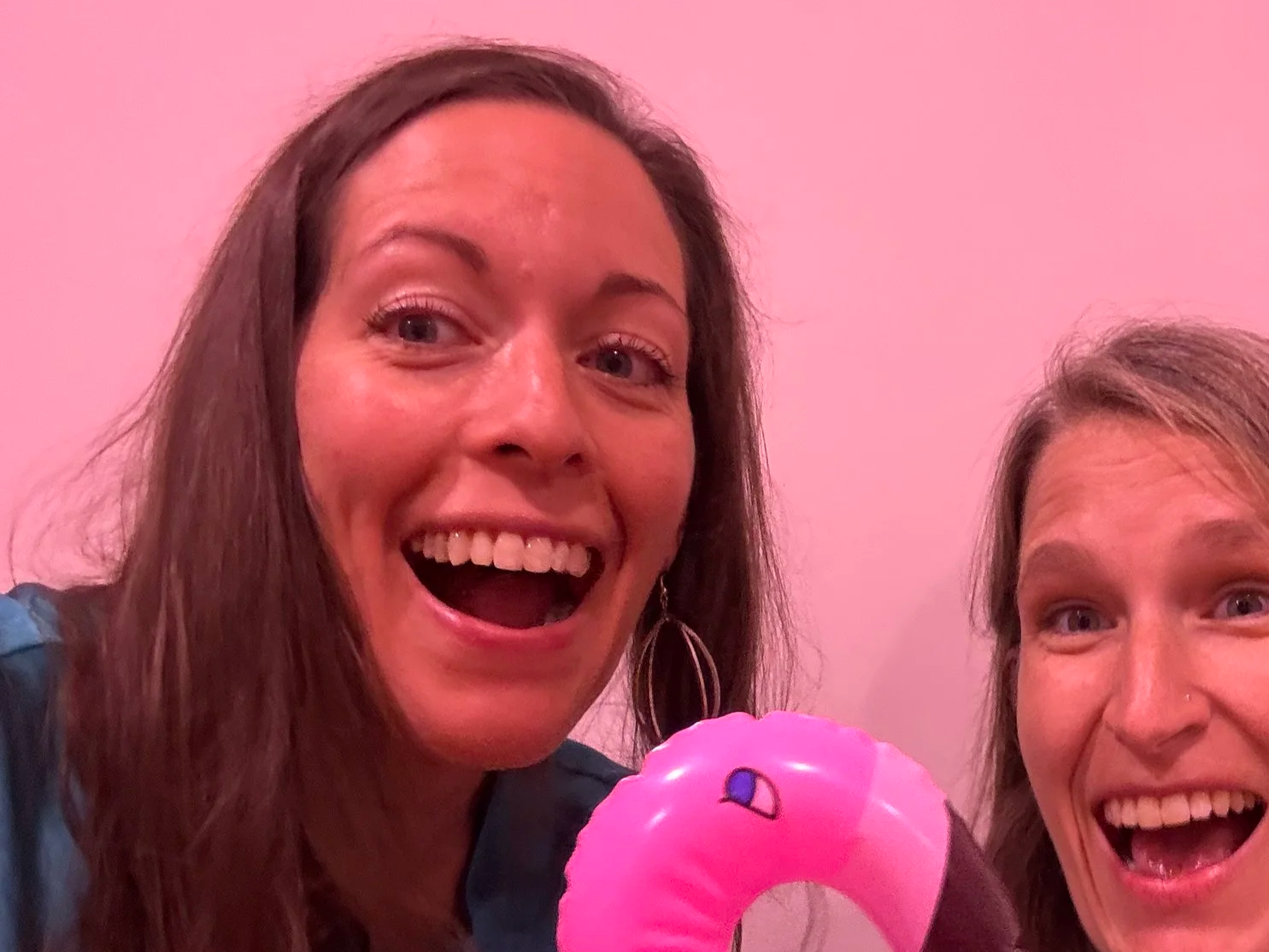 Mom smiling with flamingo