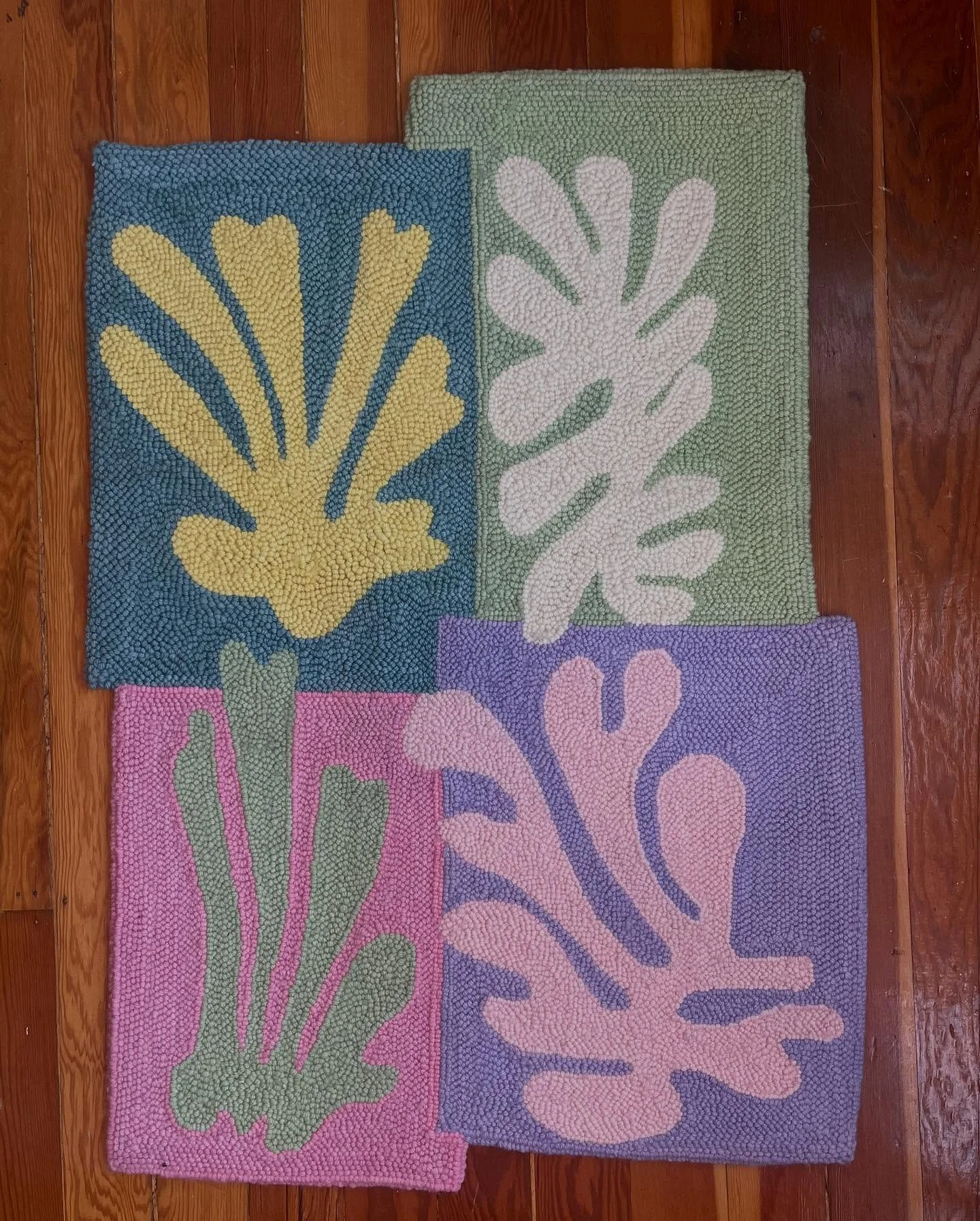 just over 2 years later&hellip; it&rsquo;s done! 

when I moved into my studio apt, I designed this rug (inspired by Matisse&rsquo;s paper cutouts) knowing that it would be the largest piece I had ever made and that it was at the limit of my technica