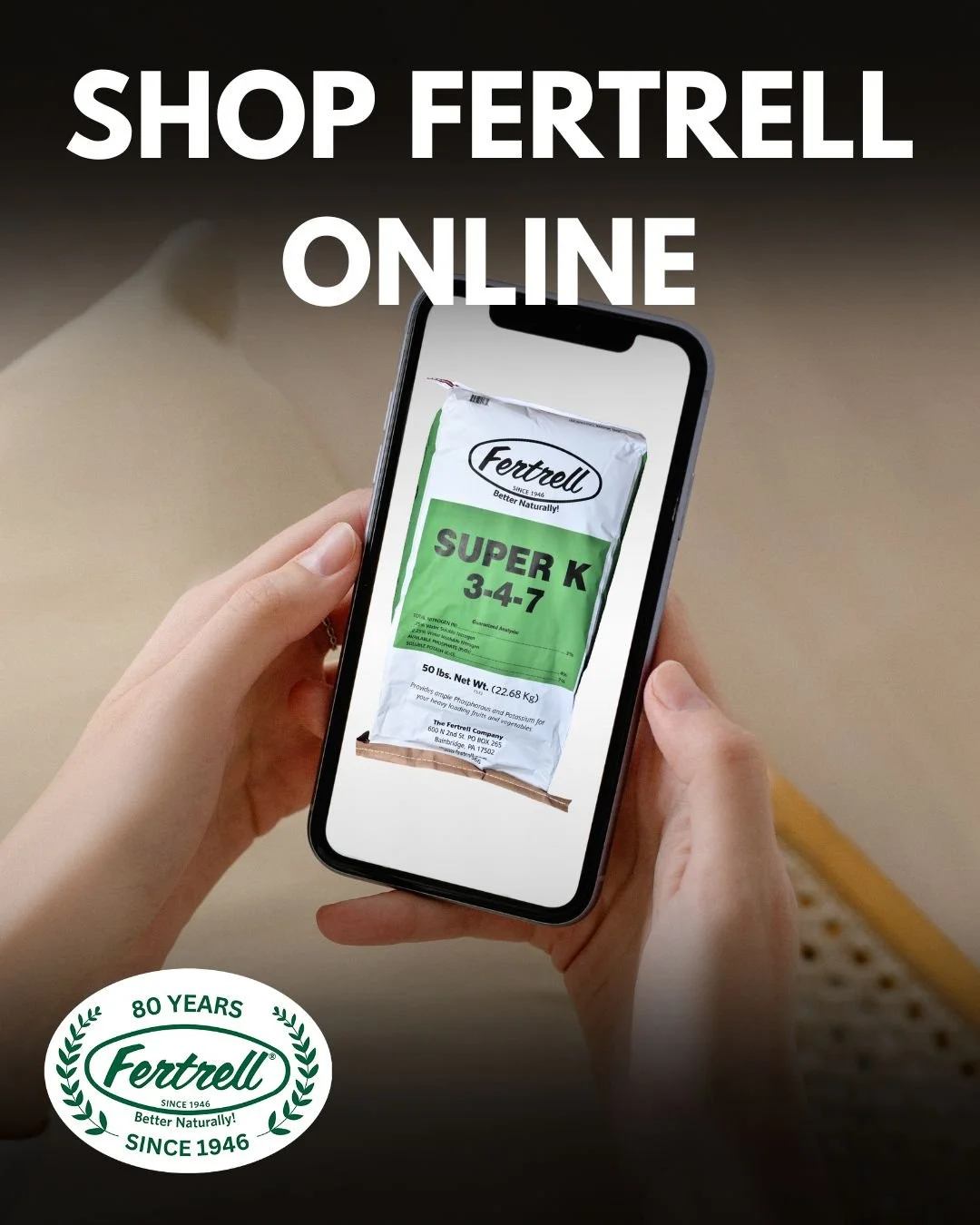Shop Fertrell products online and get what you need, when you need it, without missing a beat this season.

Because timing matters in farming.  https://the-fertrell-company.myshopify.com/