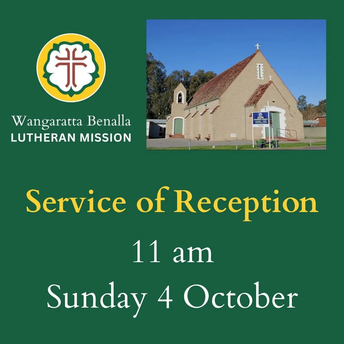 Wangaratta Benalla Lutheran Mission Service of Reception